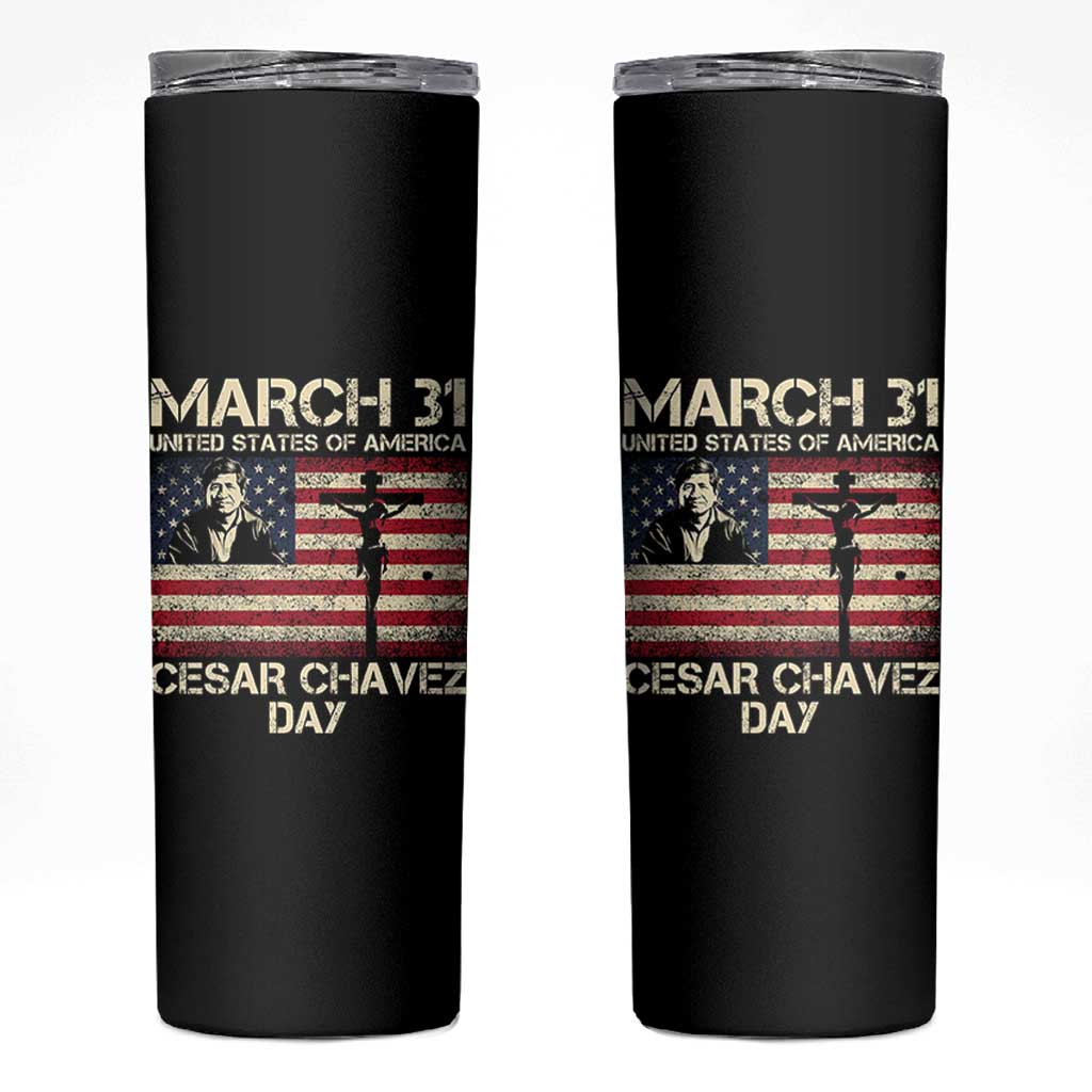 Cesar Chavez March 31 Celebration Skinny Tumbler Christian American Flag Religious