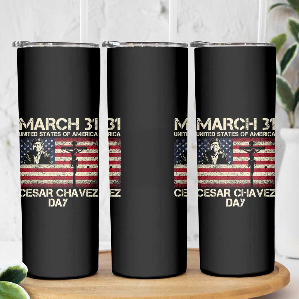 Cesar Chavez March 31 Celebration Skinny Tumbler Christian American Flag Religious