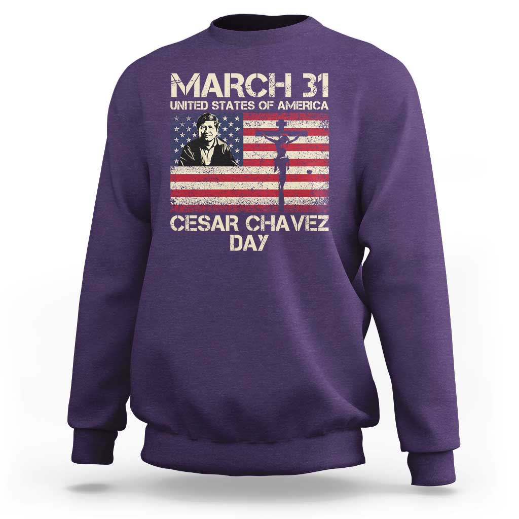 Cesar Chavez March 31 Celebration Sweatshirt Christian American Flag Religious