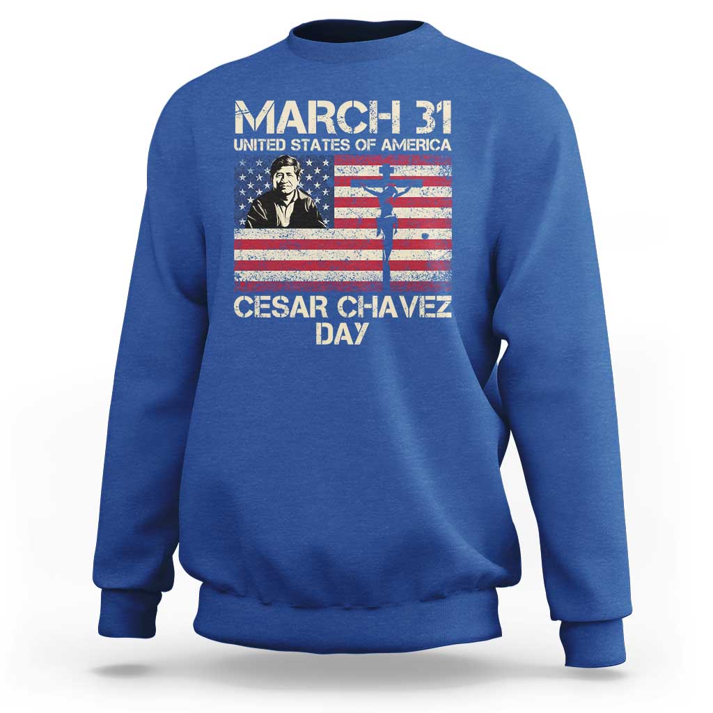 Cesar Chavez March 31 Celebration Sweatshirt Christian American Flag Religious