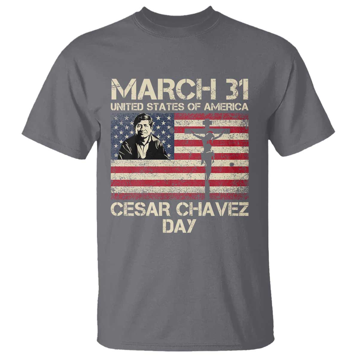Cesar Chavez March 31 Celebration T Shirt Christian American Flag Religious