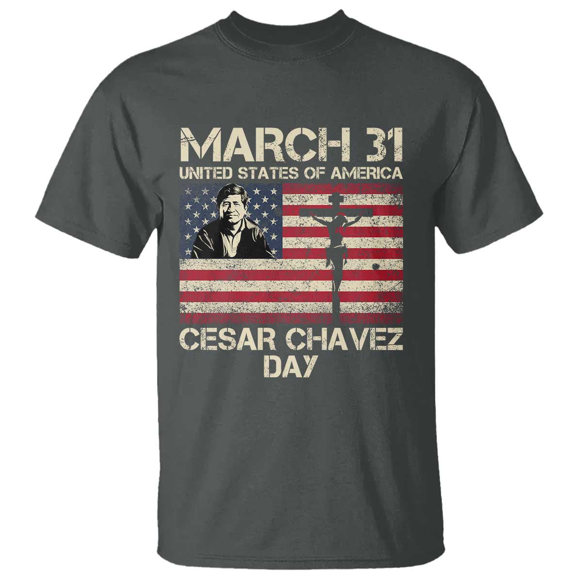 Cesar Chavez March 31 Celebration T Shirt Christian American Flag Religious