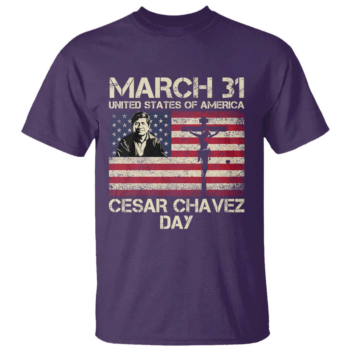 Cesar Chavez March 31 Celebration T Shirt Christian American Flag Religious