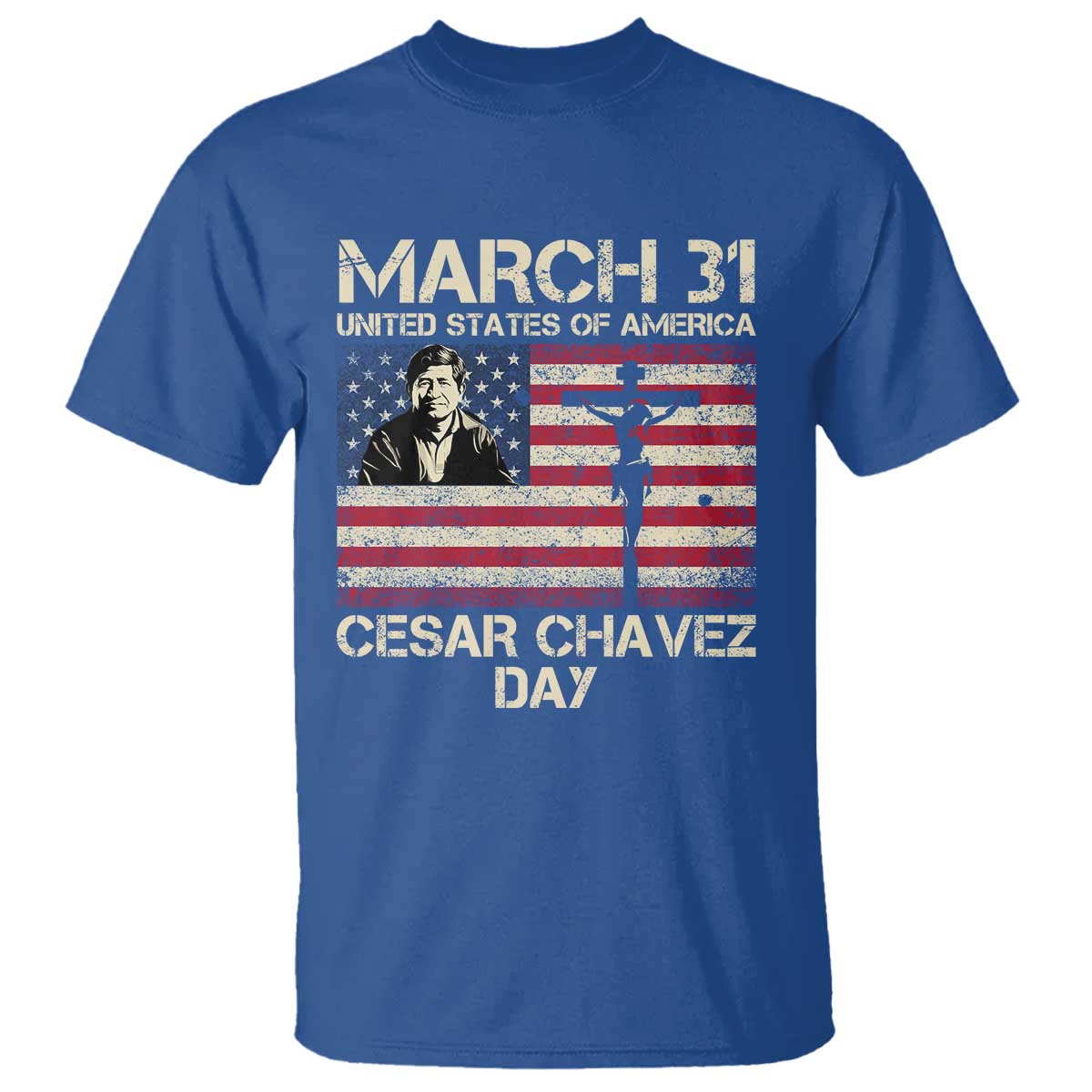 Cesar Chavez March 31 Celebration T Shirt Christian American Flag Religious