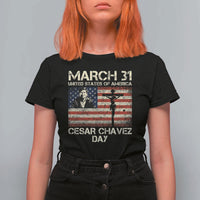 Cesar Chavez March 31 Celebration T Shirt For Women Christian American Flag Religious
