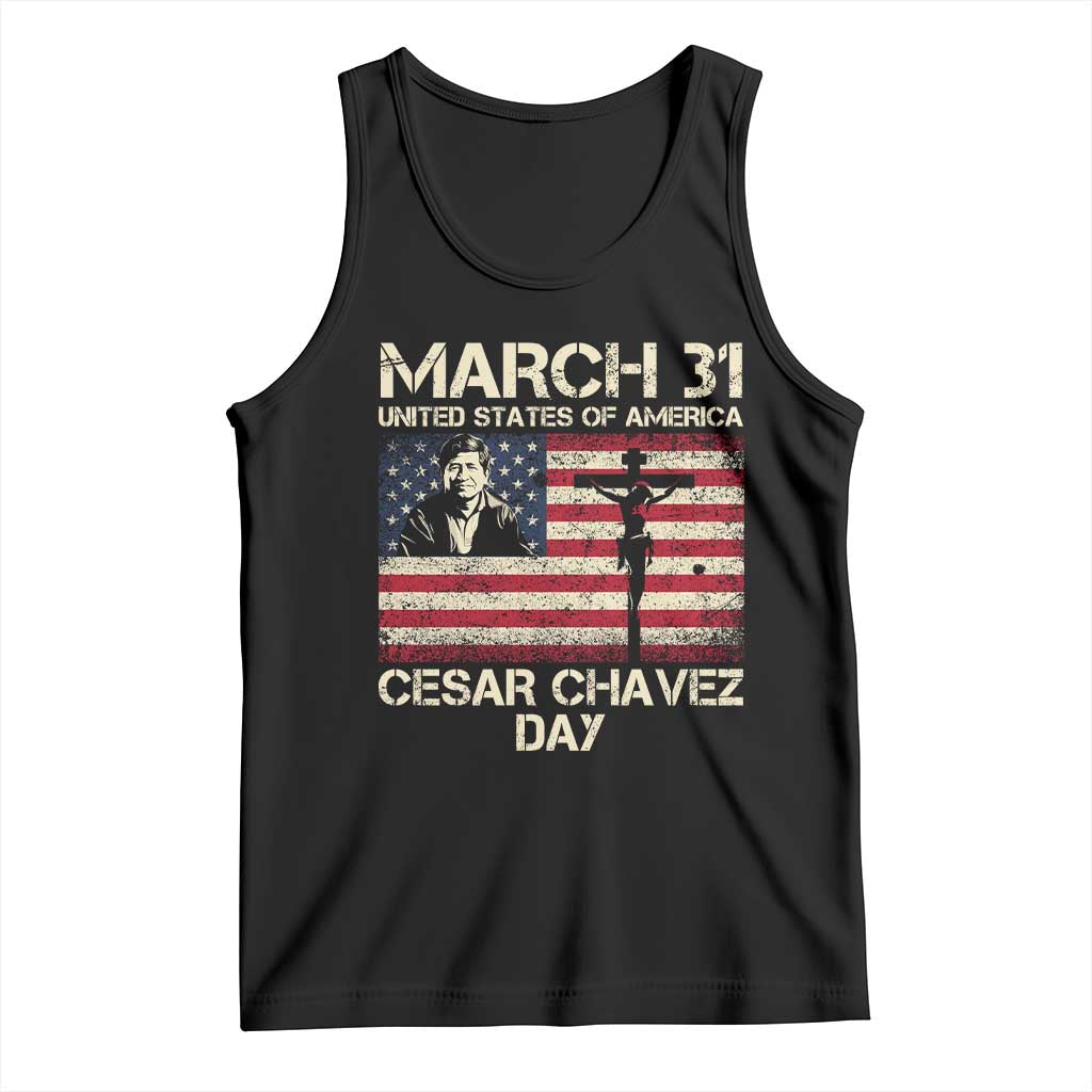 Cesar Chavez March 31 Celebration Tank Top Christian American Flag Religious