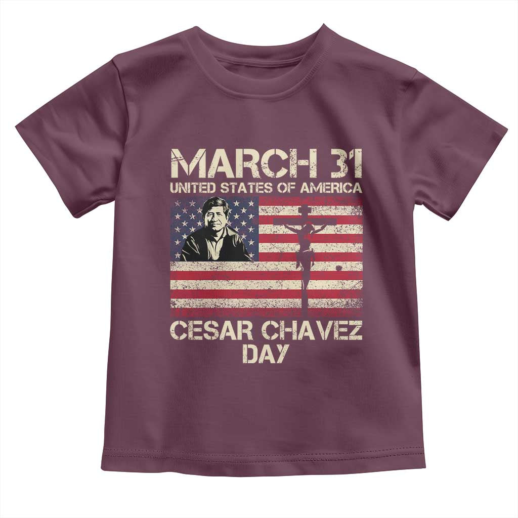 Cesar Chavez March 31 Celebration Toddler T Shirt Christian American Flag Religious