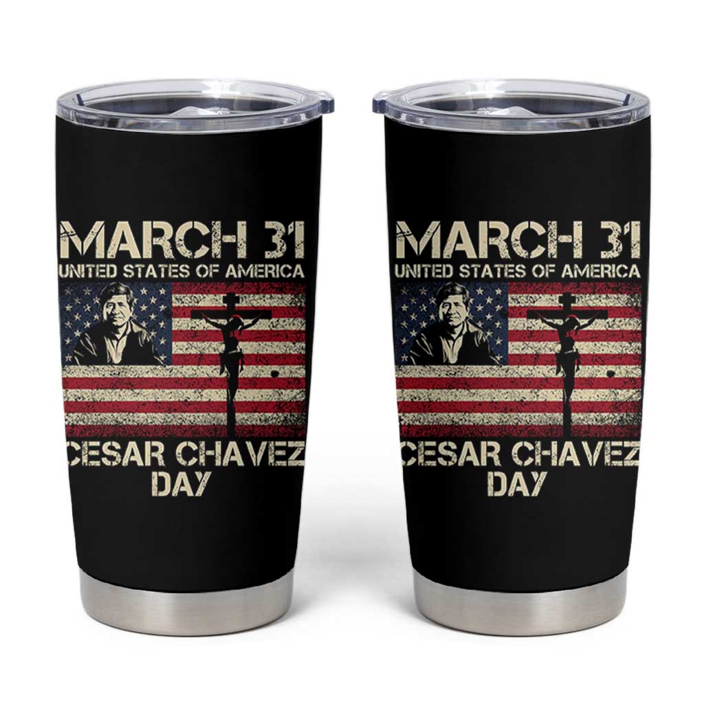 Cesar Chavez March 31 Celebration Tumbler Cup Christian American Flag Religious