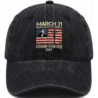 Cesar Chavez March 31 Celebration Washed Cotton Baseball Cap Christian American Flag Religious