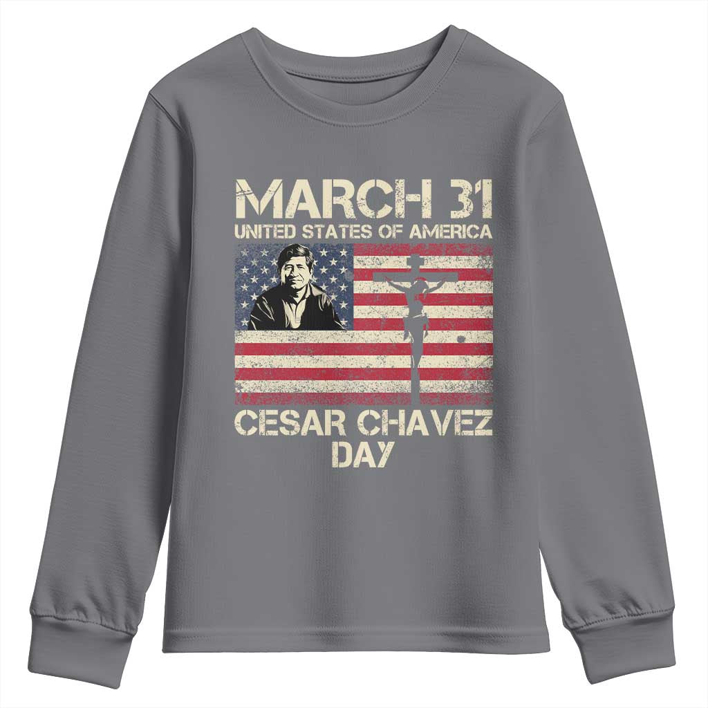 Cesar Chavez March 31 Celebration Youth Sweatshirt Christian American Flag Religious