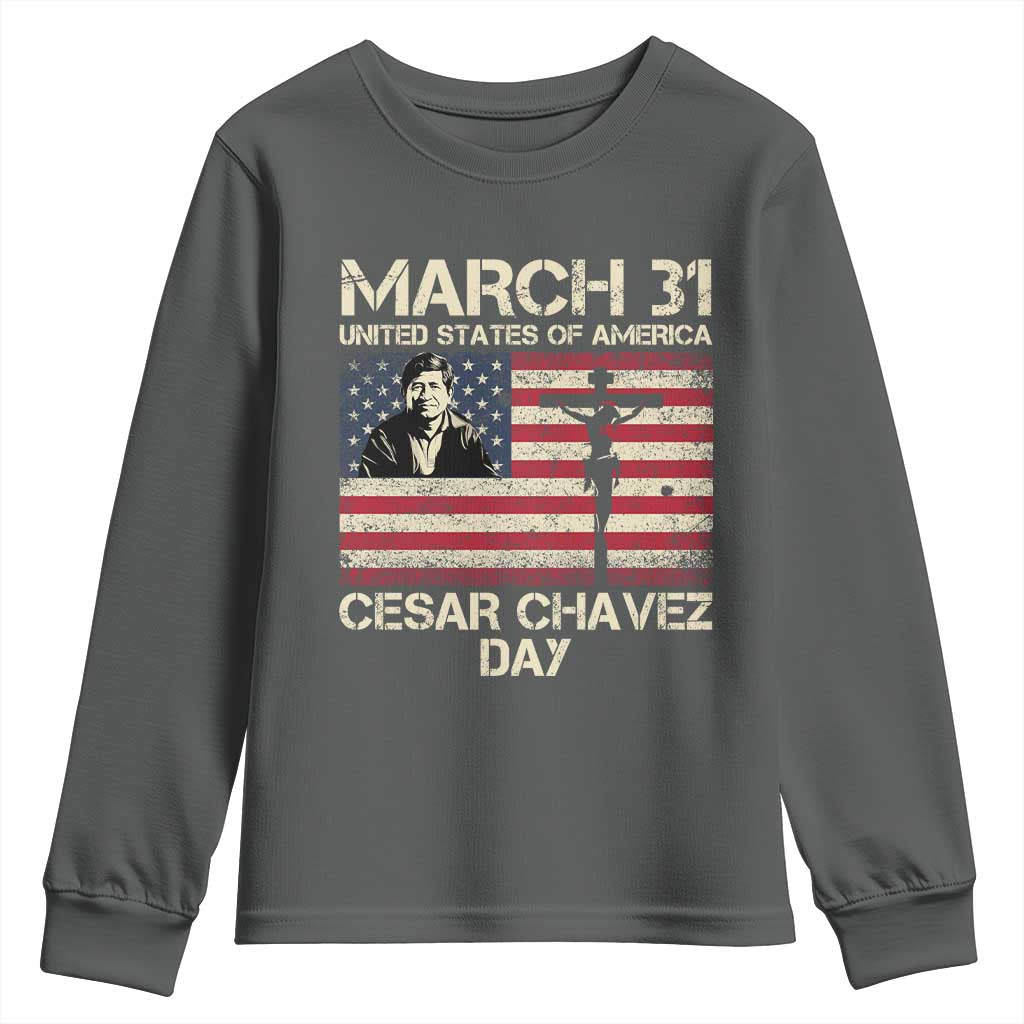 Cesar Chavez March 31 Celebration Youth Sweatshirt Christian American Flag Religious