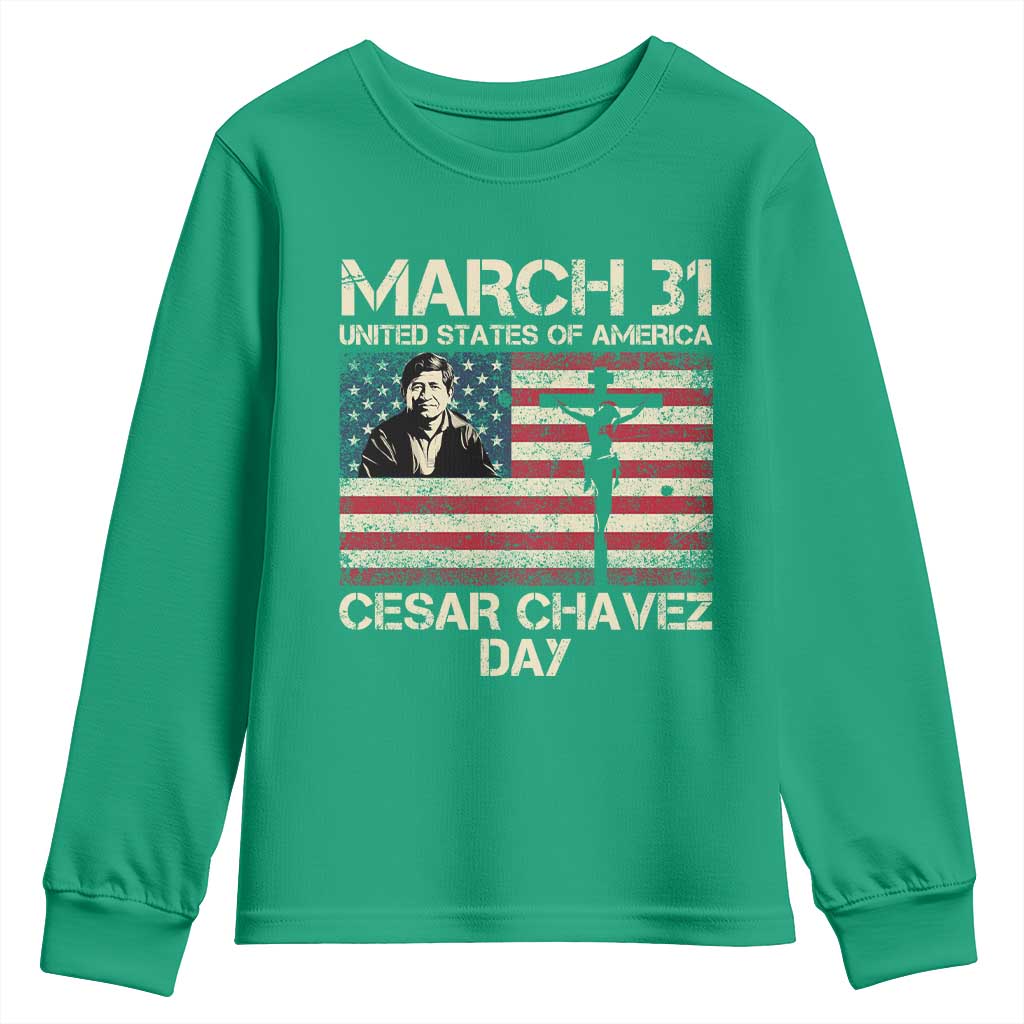 Cesar Chavez March 31 Celebration Youth Sweatshirt Christian American Flag Religious