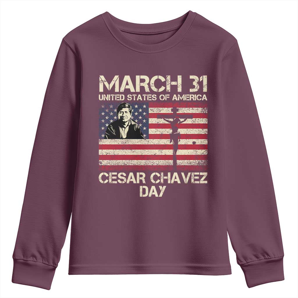 Cesar Chavez March 31 Celebration Youth Sweatshirt Christian American Flag Religious