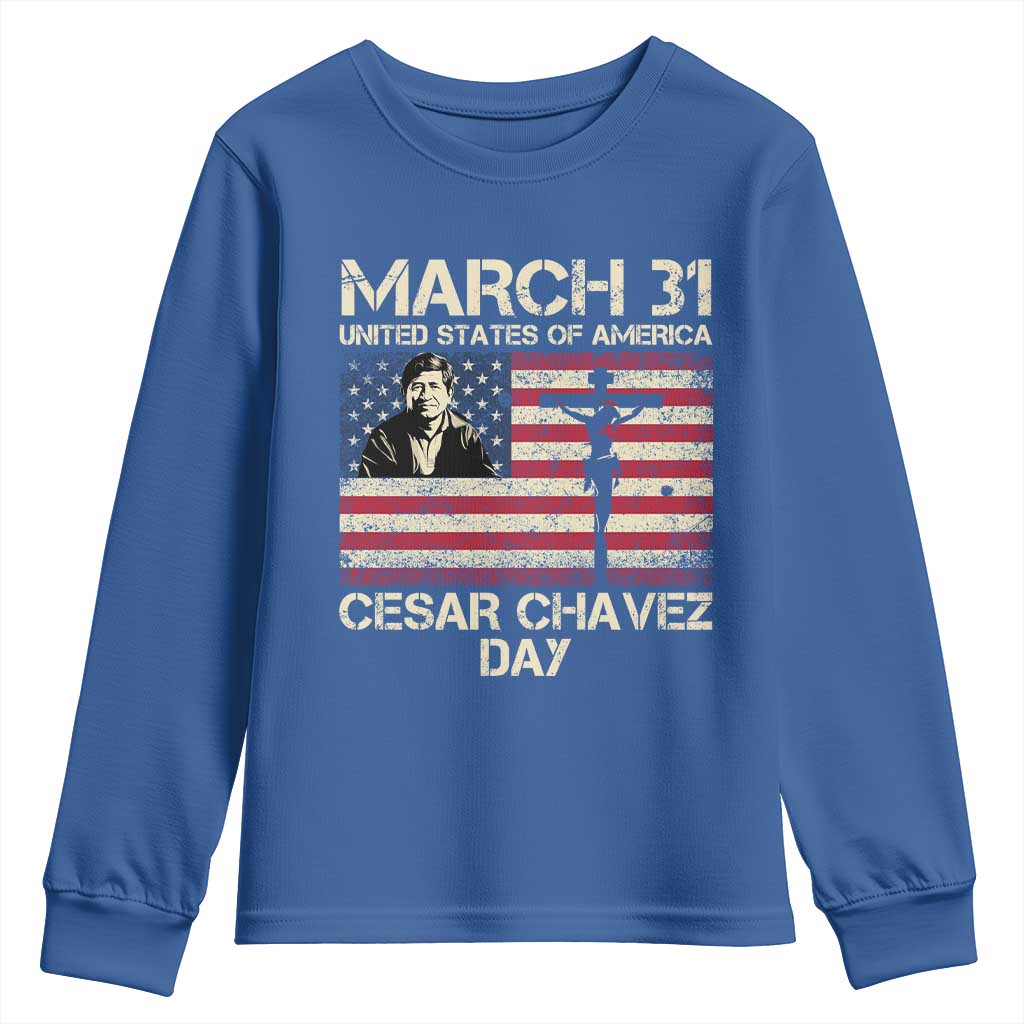 Cesar Chavez March 31 Celebration Youth Sweatshirt Christian American Flag Religious