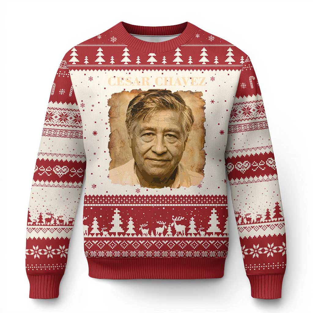 Cesar Chavez Ugly Christmas Sweater Mexican American Pride Latino Heritage