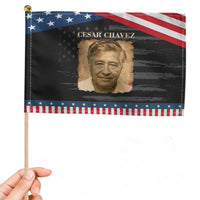 Cesar Chavez Patriotic Handheld Flag Mexican American Pride Latino Heritage