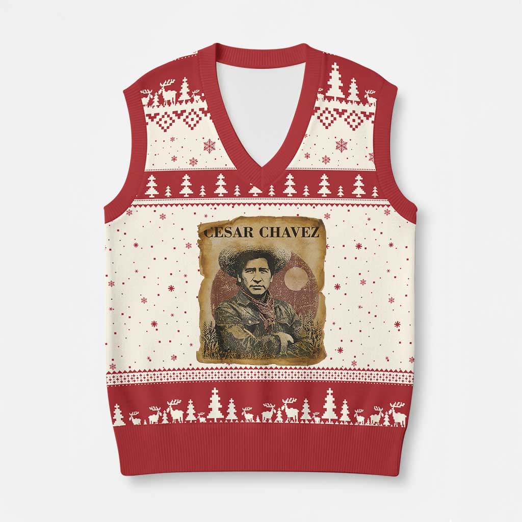 Cesar Chavez V-Neck Knit Sweater Vest Hispanic Heritage Mexican American Pride Latino