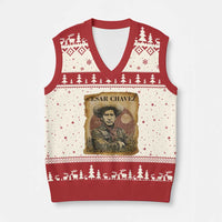 Cesar Chavez V-Neck Knit Sweater Vest Hispanic Heritage Mexican American Pride Latino