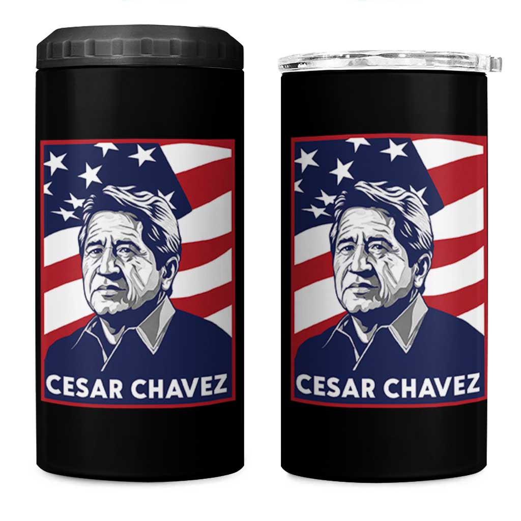 Cesar Chavez 4 in 1 Can Cooler Tumbler Labor Leader Mexican American Pride