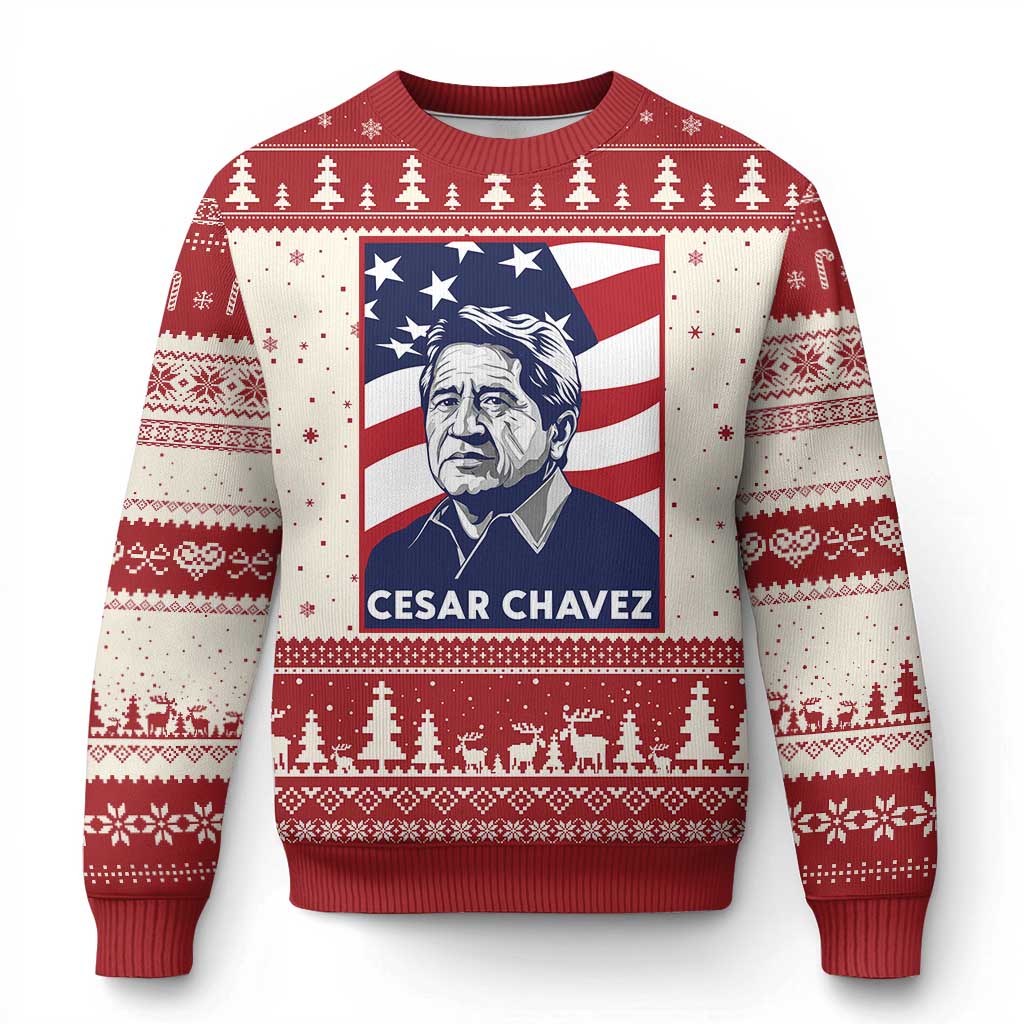 Cesar Chavez Ugly Christmas Sweater Labor Leader Mexican American Pride