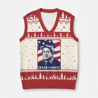 Cesar Chavez V-Neck Knit Sweater Vest Labor Leader Mexican American Pride