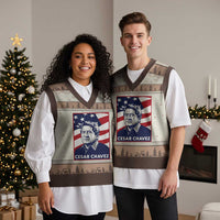 Cesar Chavez V-Neck Knit Sweater Vest Labor Leader Mexican American Pride
