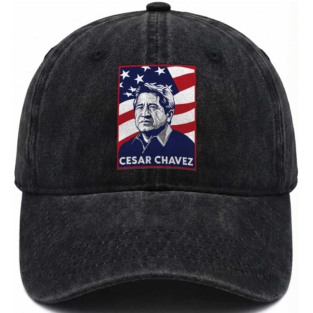 Cesar Chavez Washed Cotton Baseball Cap Labor Leader Mexican American Pride