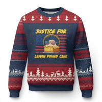 Justice For Lemon Pound Cake Ugly Christmas Sweater Funny US Flag Cake Parody Rap Free Speech