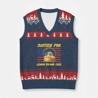 Justice For Lemon Pound Cake V-Neck Knit Sweater Vest Funny US Flag Cake Parody Rap Free Speech