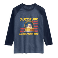 Justice For Lemon Pound Cake Raglan Shirt Funny US Flag Cake Parody Rap Free Speech