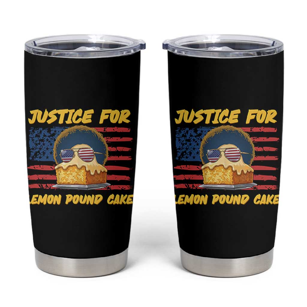 Justice For Lemon Pound Cake Tumbler Cup Funny US Flag Cake Parody Rap Free Speech