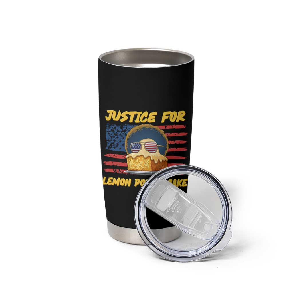 Justice For Lemon Pound Cake Tumbler Cup Funny US Flag Cake Parody Rap Free Speech