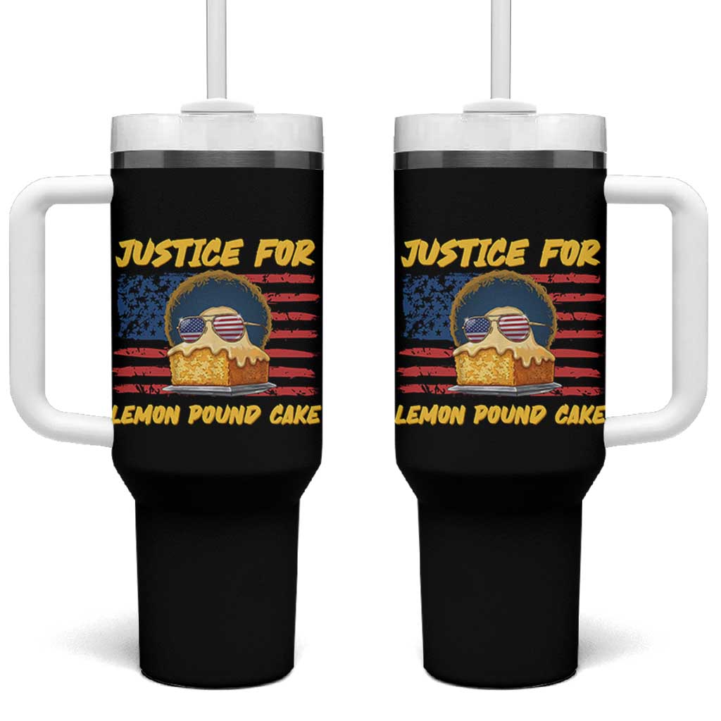 Justice For Lemon Pound Cake Tumbler With Handle Funny US Flag Cake Parody Rap Free Speech