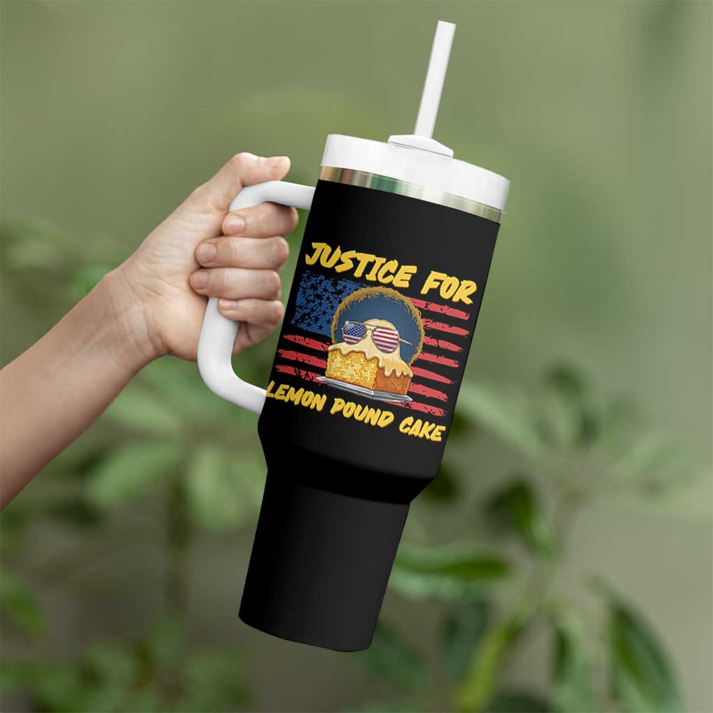 Justice For Lemon Pound Cake Tumbler With Handle Funny US Flag Cake Parody Rap Free Speech