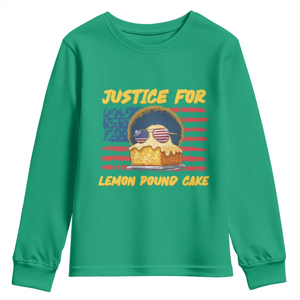 Justice For Lemon Pound Cake Youth Sweatshirt Funny US Flag Cake Parody Rap Free Speech