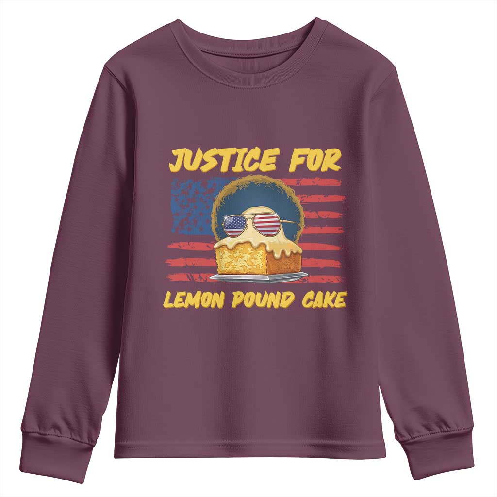 Justice For Lemon Pound Cake Youth Sweatshirt Funny US Flag Cake Parody Rap Free Speech