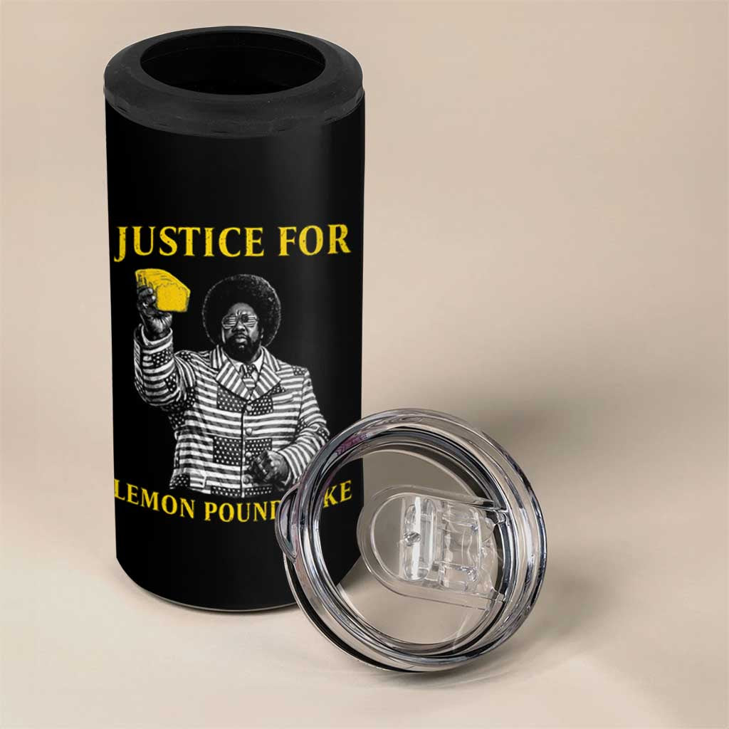Justice For Lemon Pound Cake 4 in 1 Can Cooler Tumbler Vintage Rap Free Speech
