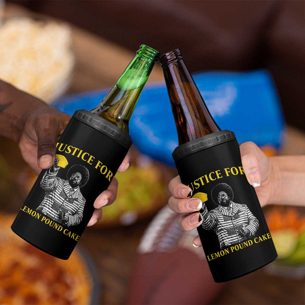 Justice For Lemon Pound Cake 4 in 1 Can Cooler Tumbler Vintage Rap Free Speech