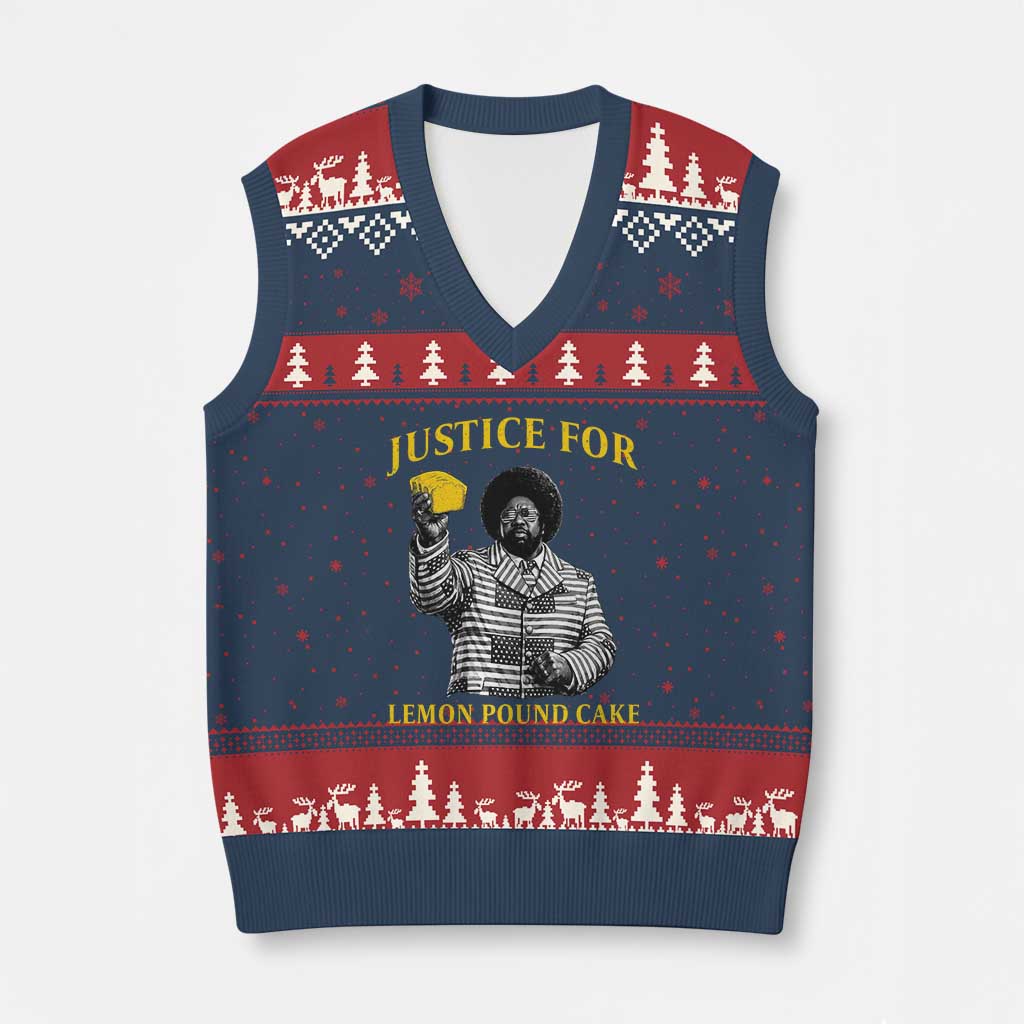 Justice For Lemon Pound Cake V-Neck Knit Sweater Vest Vintage Rap Free Speech