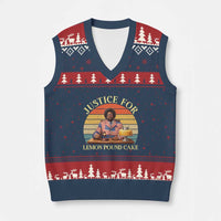 Justice For Lemon Pound Cake V-Neck Knit Sweater Vest Retro Rap Free Speech