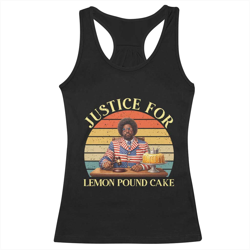 Justice For Lemon Pound Cake Racerback Tank Top Retro Rap Free Speech