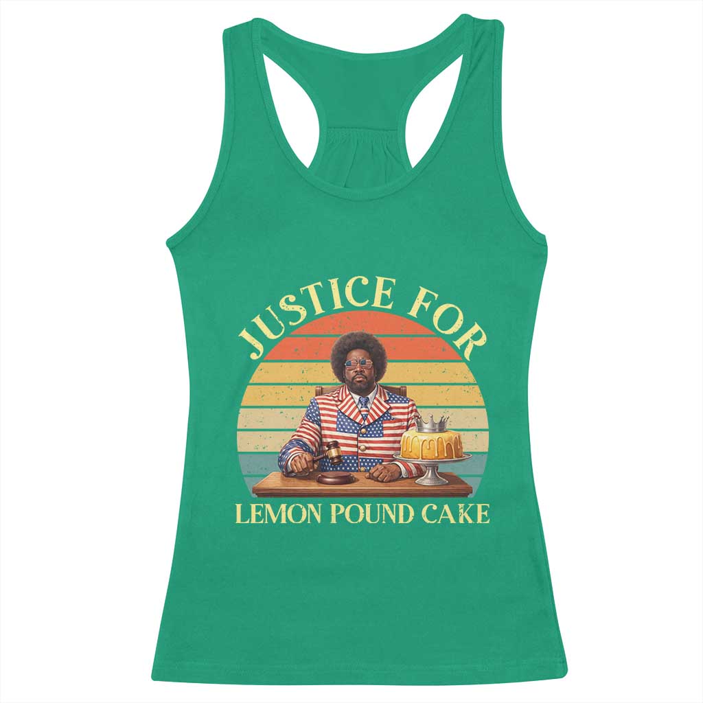 Justice For Lemon Pound Cake Racerback Tank Top Retro Rap Free Speech