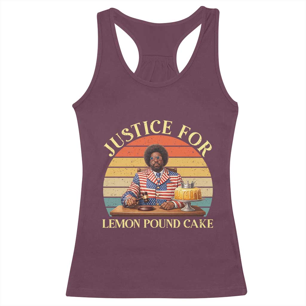 Justice For Lemon Pound Cake Racerback Tank Top Retro Rap Free Speech