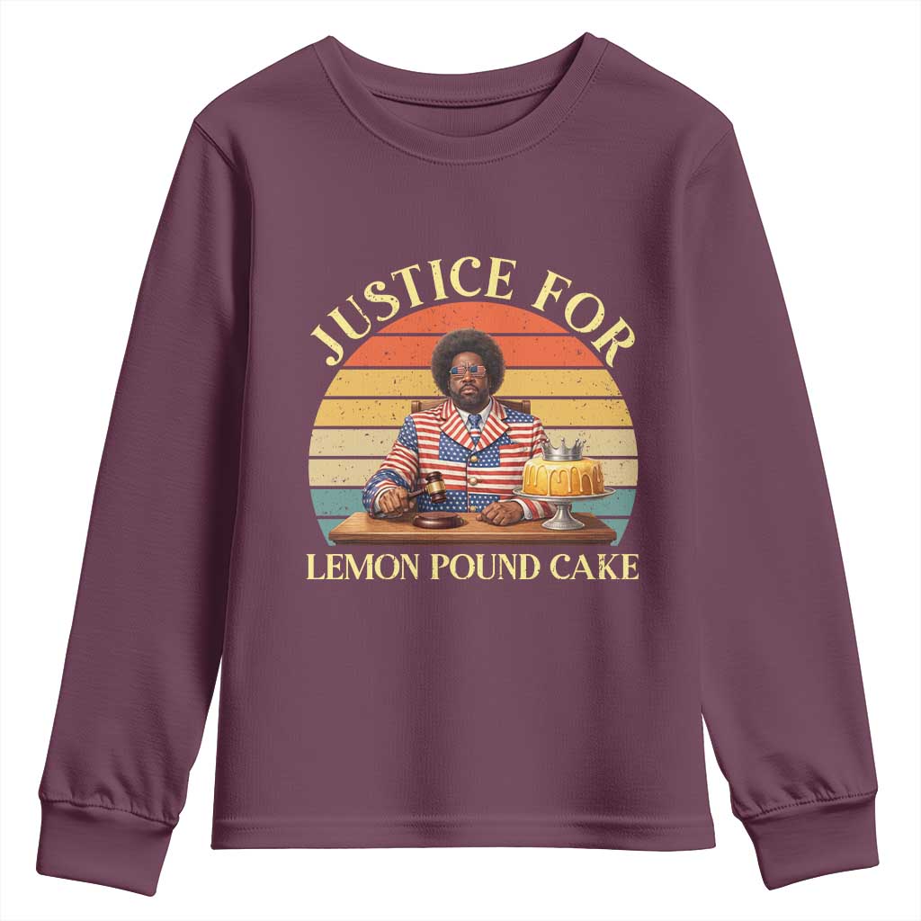 Justice For Lemon Pound Cake Youth Sweatshirt Retro Rap Free Speech