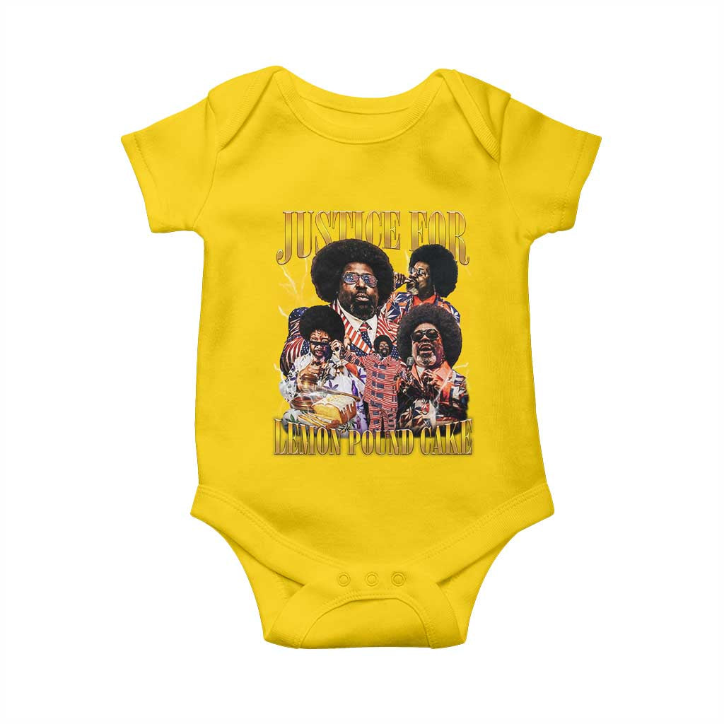 Justice For Lemon Pound Cake Bootleg Graphic Baby Onesie Retro Rap Free Speech