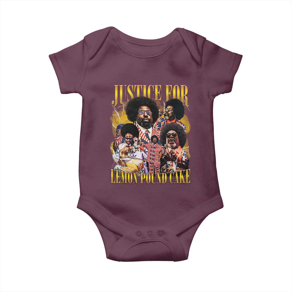 Justice For Lemon Pound Cake Bootleg Graphic Baby Onesie Retro Rap Free Speech