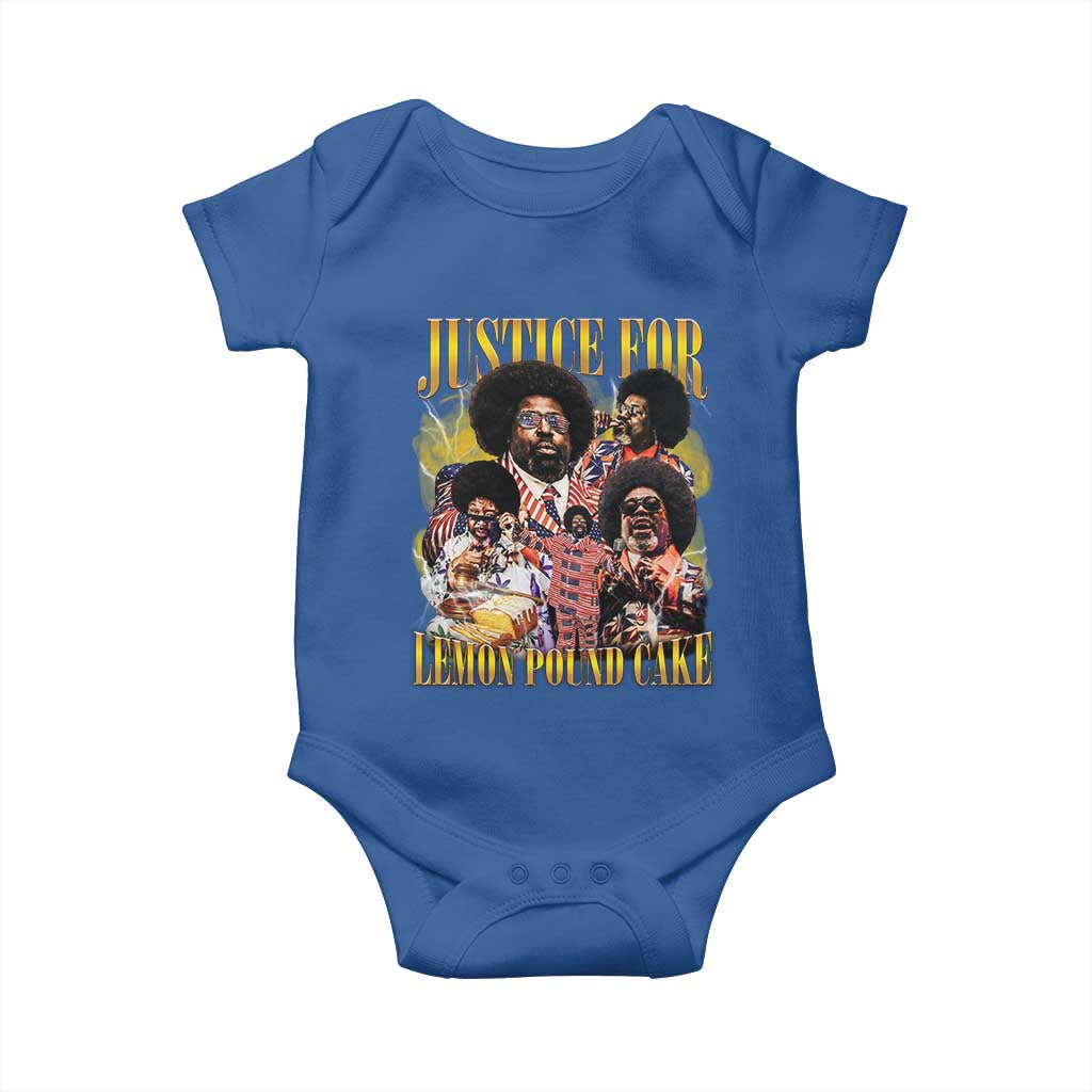 Justice For Lemon Pound Cake Bootleg Graphic Baby Onesie Retro Rap Free Speech