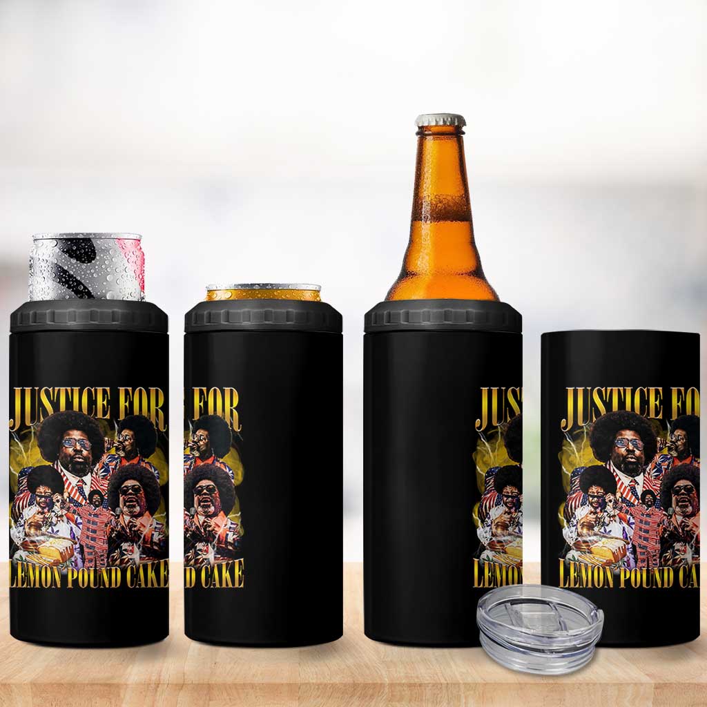 Justice For Lemon Pound Cake Bootleg Graphic 4 in 1 Can Cooler Tumbler Retro Rap Free Speech