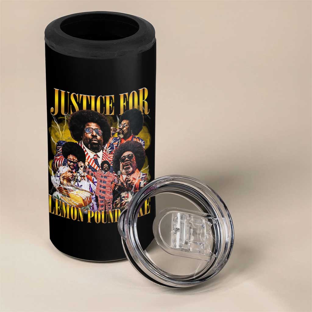 Justice For Lemon Pound Cake Bootleg Graphic 4 in 1 Can Cooler Tumbler Retro Rap Free Speech