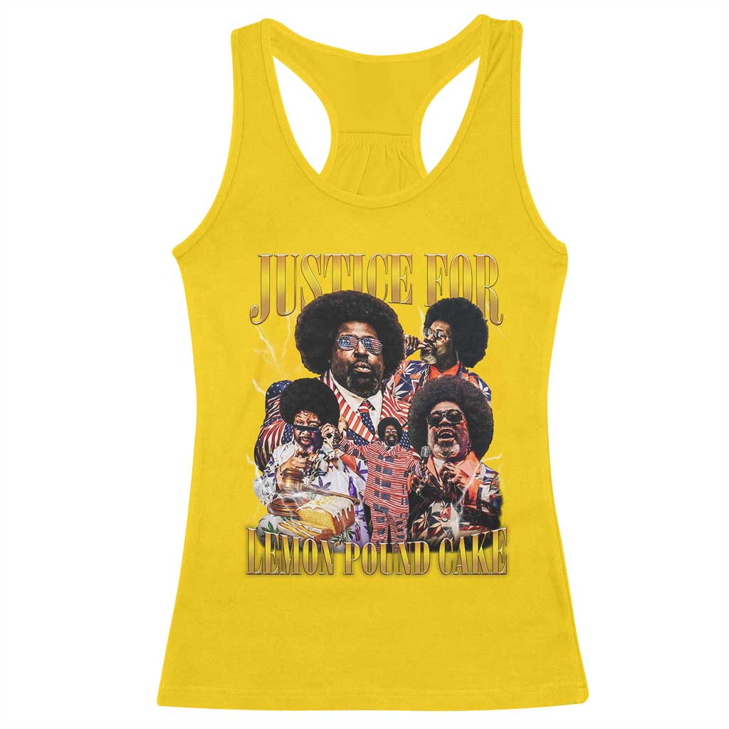 Justice For Lemon Pound Cake Bootleg Graphic Racerback Tank Top Retro Rap Free Speech